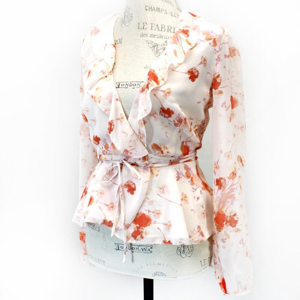 Wilfred Aritzia Fairy lined floral print blouse top long sleeve XS